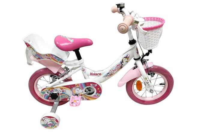 Volare Unicorn Kinderfiets - Meisjes - 12 inch - Wit - Twee handremmen