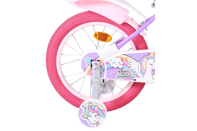 Volare Unicorn Kinderfahrrad – Mädchen – 16 Zoll – Lila