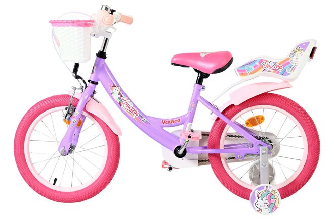 Volare Unicorn Kinderfahrrad – Mädchen – 16 Zoll – Lila
