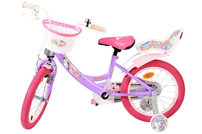 Volare Unicorn Kinderfahrrad – Mädchen – 16 Zoll – Lila