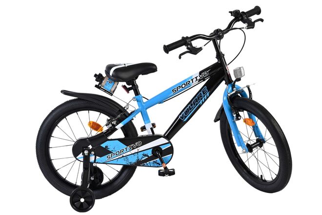 Volare Sportivo Kinderfiets - Jongens - 18 inch - Blauw Zwart - Twee Handremmen
