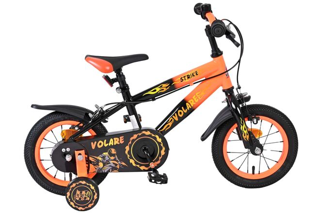 Volare Strike Kinderfiets – Jongens – 12 inch – Zwart Oranje – Twee Handremmen
