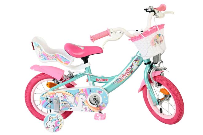 Volare Unicorn Kinderfahrrad - Mädchen - 12 Zoll - Grün - Zwei Handbremsen