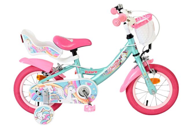 Volare Unicorn Kinderfahrrad - Mädchen - 12 Zoll - Grün - Zwei Handbremsen