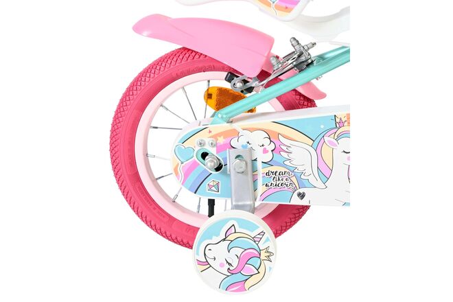 Volare Unicorn Kinderfahrrad - Mädchen - 12 Zoll - Grün - Zwei Handbremsen