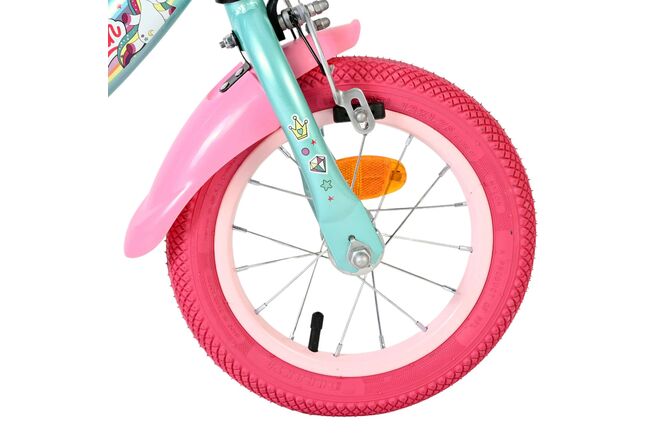Volare Unicorn Kinderfahrrad - Mädchen - 12 Zoll - Grün - Zwei Handbremsen