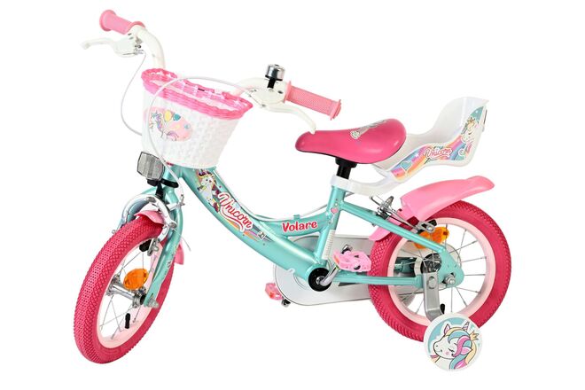 Volare Unicorn Kinderfahrrad - Mädchen - 12 Zoll - Grün - Zwei Handbremsen