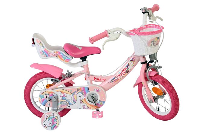 Volare Unicorn Kinderfiets - Meisjes - 12 inch - Roze - Twee handremmen