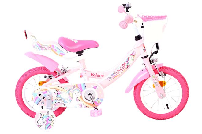 Volare Unicorn Kinderfiets – Meisjes – 12 inch – Roze – Twee handremmen