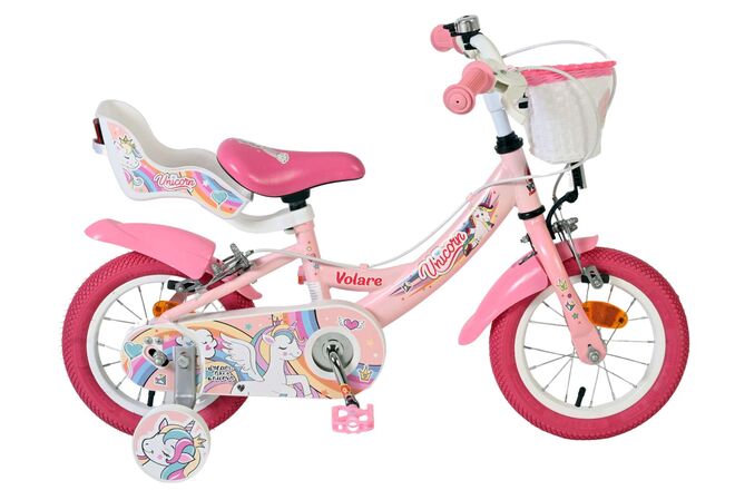 Volare Unicorn Kinderfiets - Meisjes - 12 inch - Roze - Twee handremmen