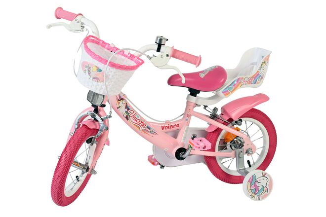 Volare Unicorn Kinderfiets - Meisjes - 12 inch - Roze - Twee handremmen