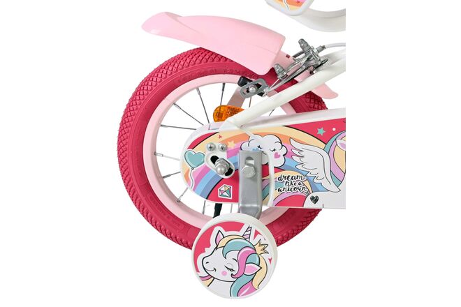 Volare Unicorn Kinderfiets - Meisjes - 12 inch - Wit - Twee handremmen