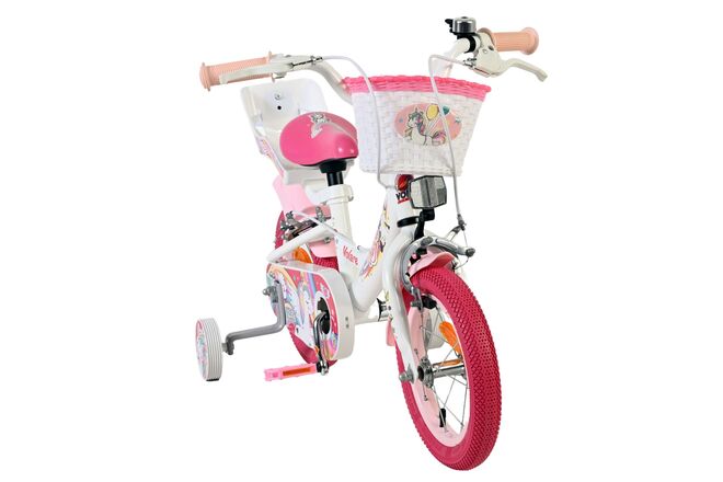 Volare Unicorn Kinderfiets - Meisjes - 12 inch - Wit - Twee handremmen