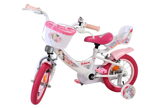 Volare Unicorn Kinderfiets - Meisjes - 12 inch - Wit - Twee handremmen