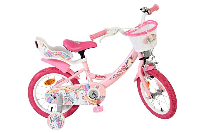 Volare Unicorn Kinderfahrrad – Mädchen – 14 Zoll – Rosa