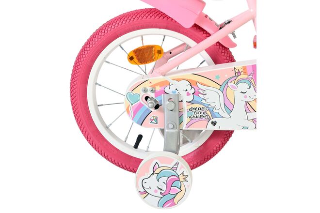 Volare Unicorn Kinderfahrrad – Mädchen – 14 Zoll – Rosa