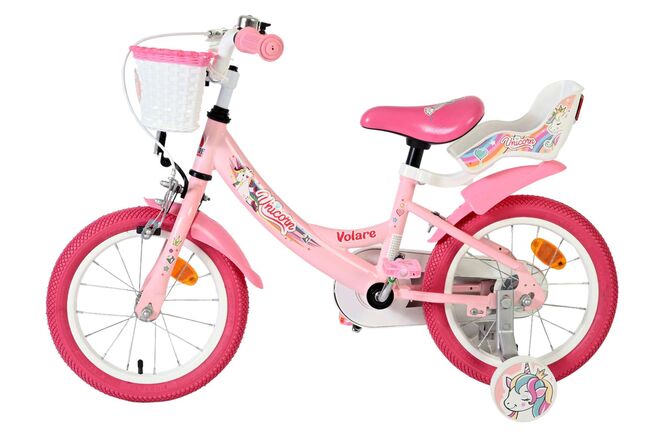 Volare Unicorn Kinderfahrrad – Mädchen – 14 Zoll – Rosa