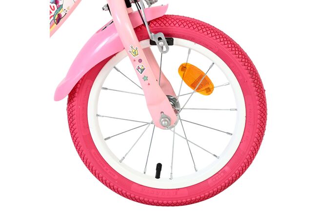 Volare Unicorn Kinderfiets - Meisjes - 14 inch - Roze - Twee Handremmen