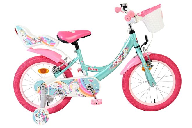 Volare Unicorn Children's Bicycle - Girls - 16 inch - Green - Two Hand Brakes