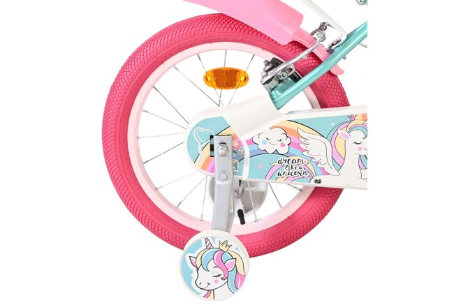 Volare Unicorn Children's Bicycle - Girls - 16 inch - Green - Two Hand Brakes