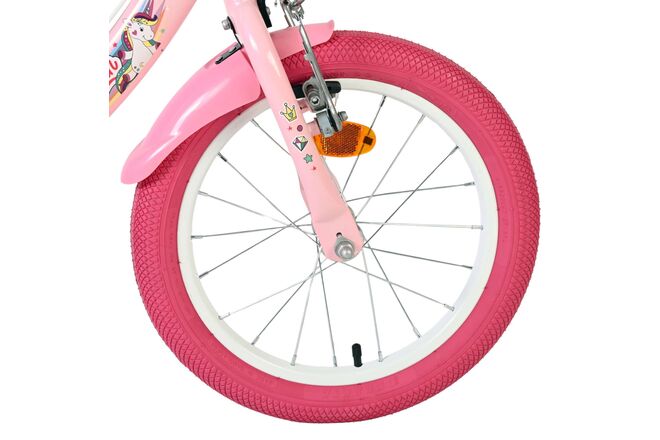 Volare Unicorn Children's Bicycle - Girls - 16 inch - Pink - Two Hand Brakes