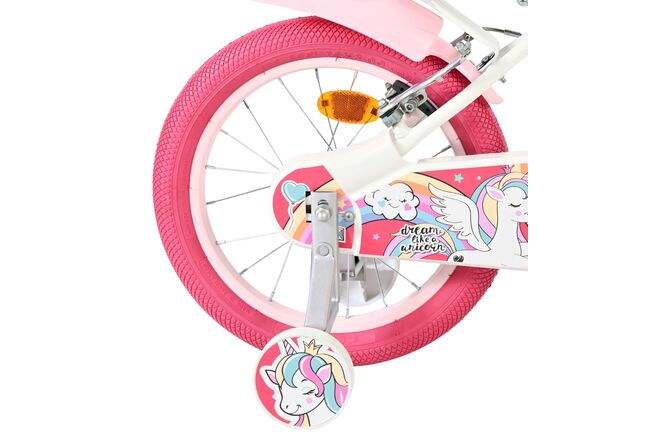 Volare Unicorn Children's Bicycle - Girls - 16 inch - White - Two Hand Brakes