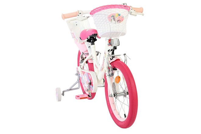 Volare Unicorn Children's Bicycle - Girls - 16 inch - White - Two Hand Brakes