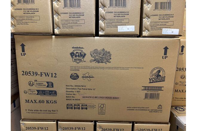 Paw Patrol Kinderfiets - Meisjes - 12 inch - Roze - Twee handremmen