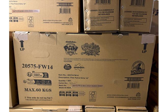 Paw Patrol Kinderfiets - Meisjes - 14 inch - Roze - Twee handremmen