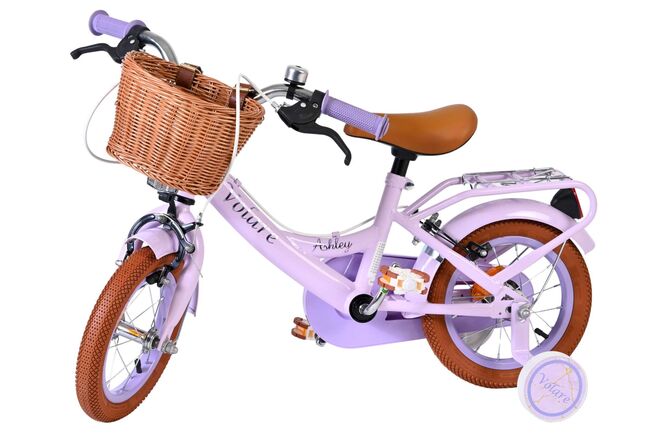 Rower dziecięcy Volare Ashley – dziewczęcy – 12 cali – fioletowy – dwa hamulce ręczne