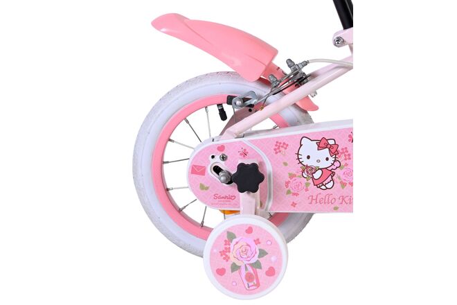 Rower dziecięcy Hello Kitty dla dziewczynek, 12 cali, różowy, z dwoma hamulcami ręcznymi