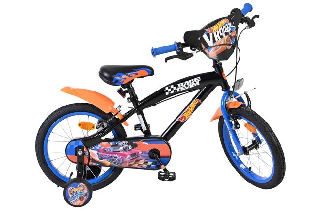 Hot Wheels Kids Bike - Boys - 16 inch - Black Orange Blue - Two Hand Brakes