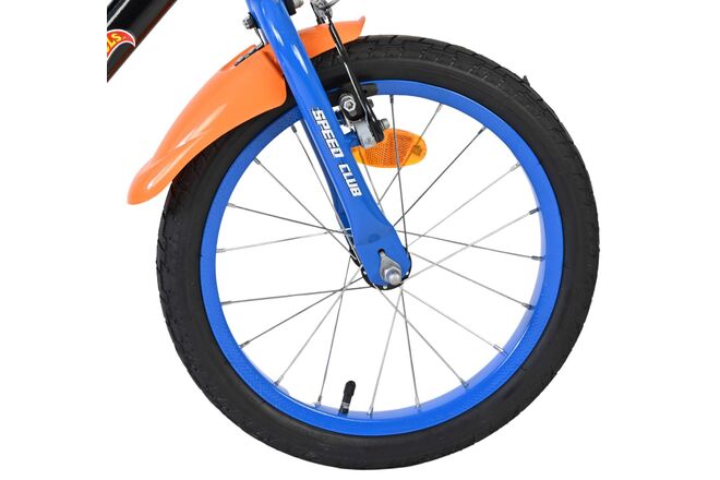 Hot Wheels Kids Bike - Boys - 16 inch - Black Orange Blue - Two Hand Brakes