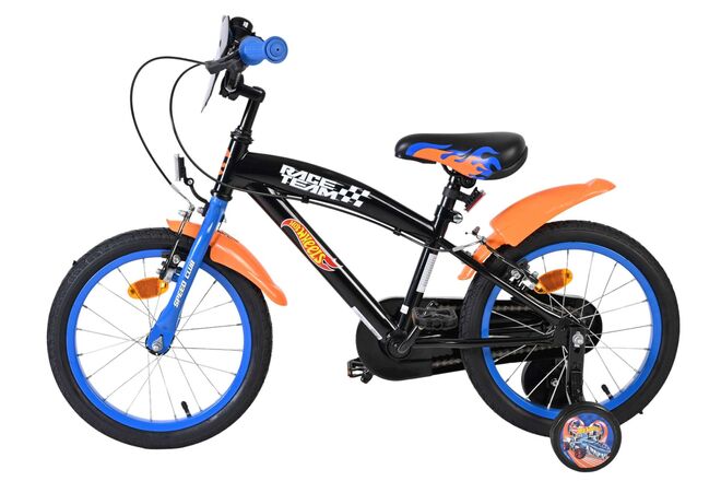 Hot Wheels Kids Bike - Boys - 16 inch - Black Orange Blue - Two Hand Brakes