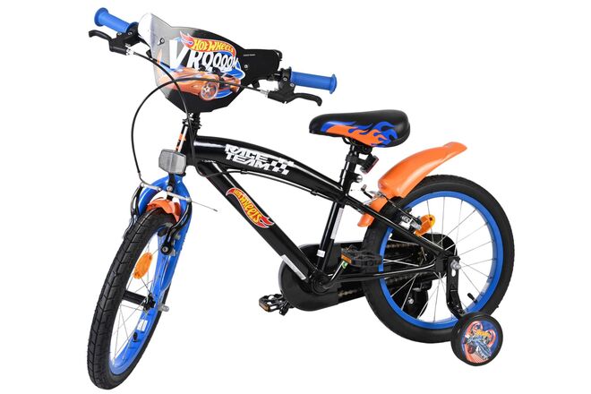 Hot Wheels Kids Bike - Boys - 16 inch - Black Orange Blue - Two Hand Brakes