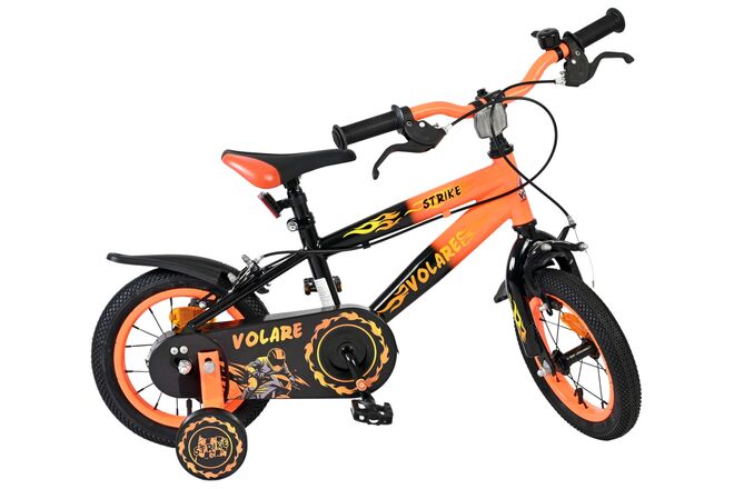 Volare Strike Children's Bicycle - Boys - 12 inch - Black Orange - Two Hand Brakes