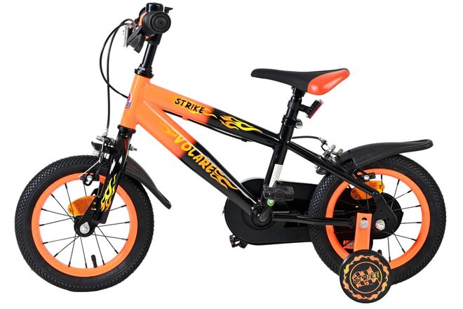 Volare Strike Children's Bicycle - Boys - 12 inch - Black Orange - Two Hand Brakes