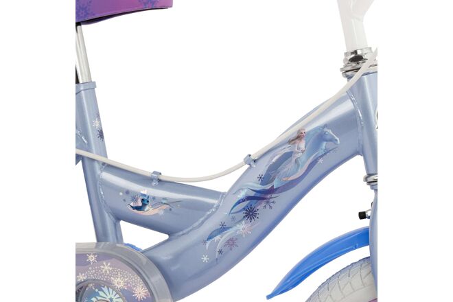 Rower dziecięcy Disney Frozen 2 – dziewczęcy – 14 cali – niebieski/fioletowy – dwa hamulce ręczne