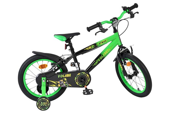 Volare Strike Children's Bicycle - Boys - 16 inch - Black Green - Two Hand Brakes