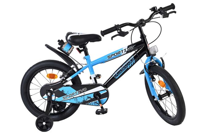 Volare Sportivo Kinderfiets - Jongens - 16 inch - Blauw Zwart - Twee Handremmen