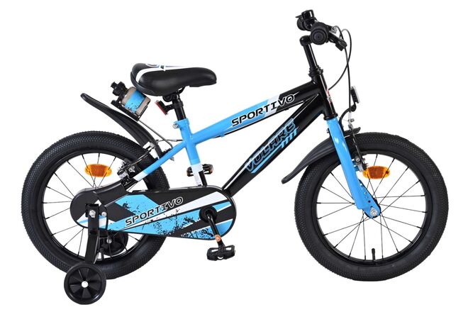 Volare Sportivo Kinderfiets - Jongens - 16 inch - Blauw Zwart - Twee Handremmen