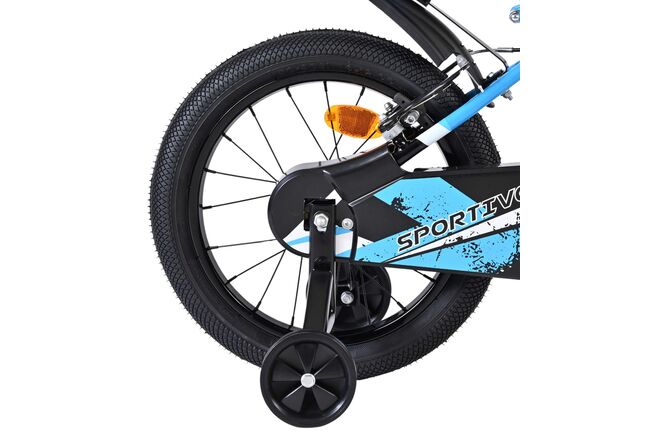 Volare Sportivo Kinderfiets - Jongens - 16 inch - Blauw Zwart - Twee Handremmen