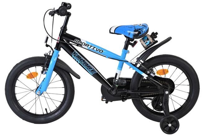 Volare Sportivo Kinderfiets - Jongens - 16 inch - Blauw Zwart - Twee Handremmen
