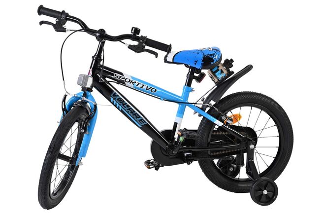 Volare Sportivo Kinderfiets - Jongens - 16 inch - Blauw Zwart - Twee Handremmen