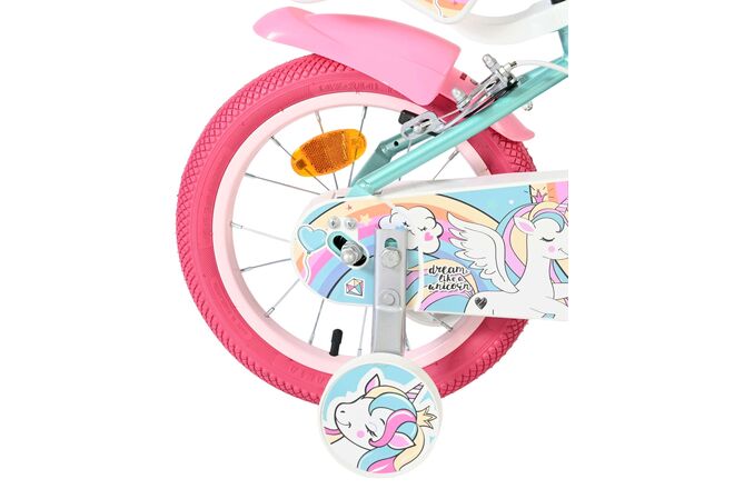 Volare Unicorn Kinderfiets - Meisjes - 14 inch - Groen - Twee Handremmen