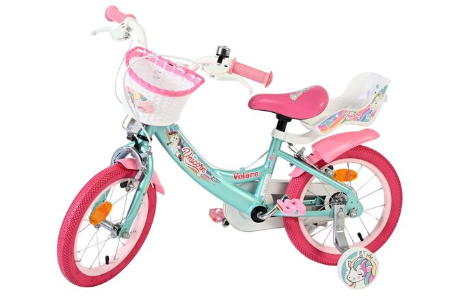Volare Unicorn Kinderfiets - Meisjes - 14 inch - Groen - Twee Handremmen