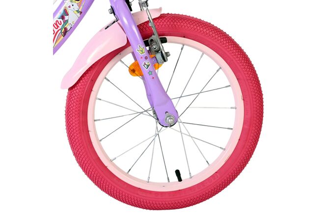 Volare Unicorn Kinderfiets - Meisjes - 16 inch - Paars - Twee Handremmen