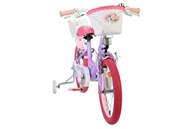 Volare Unicorn Kinderfiets - Meisjes - 16 inch - Paars - Twee Handremmen