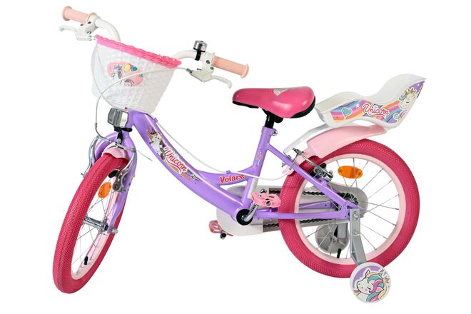 Volare Unicorn Kinderfiets - Meisjes - 16 inch - Paars - Twee Handremmen