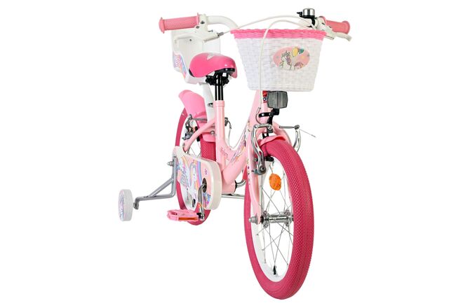 Volare Unicorn Kinderfiets - Meisjes - 16 inch - Roze - Twee Handremmen